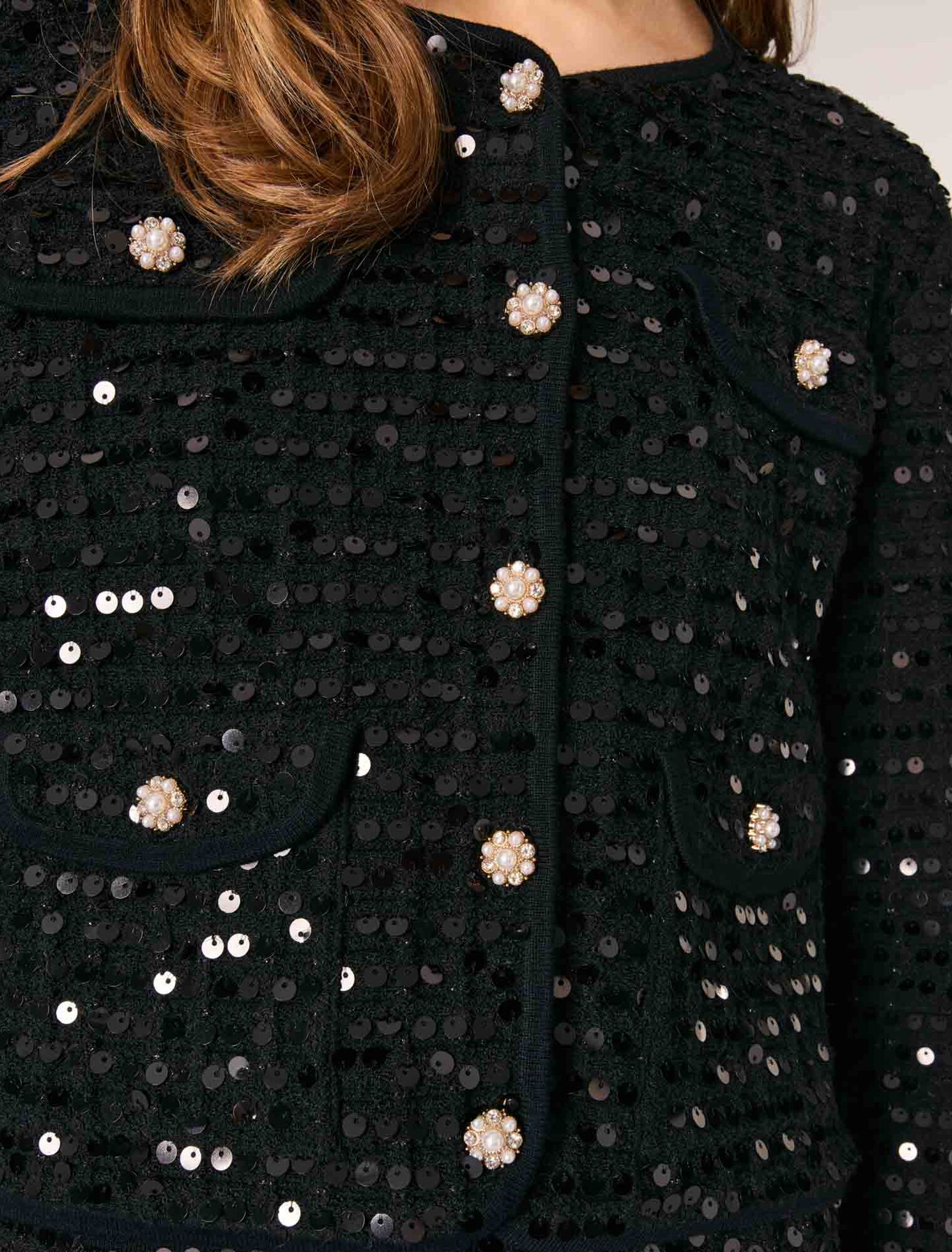 Cardigan court à sequins