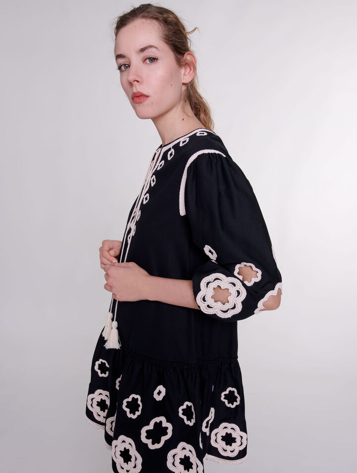 Robe tunique courte brodée