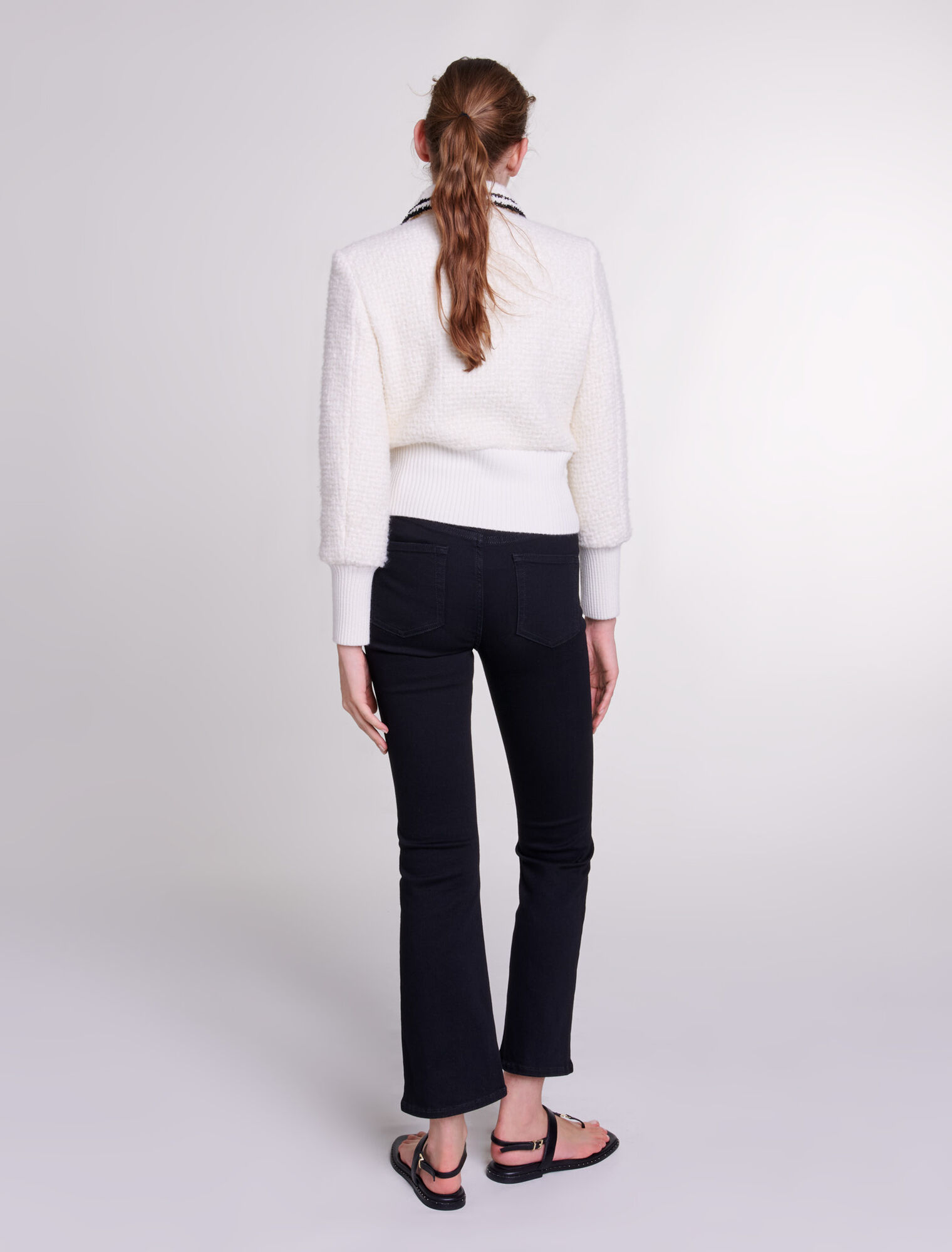 Blouson façon tweed contrasté