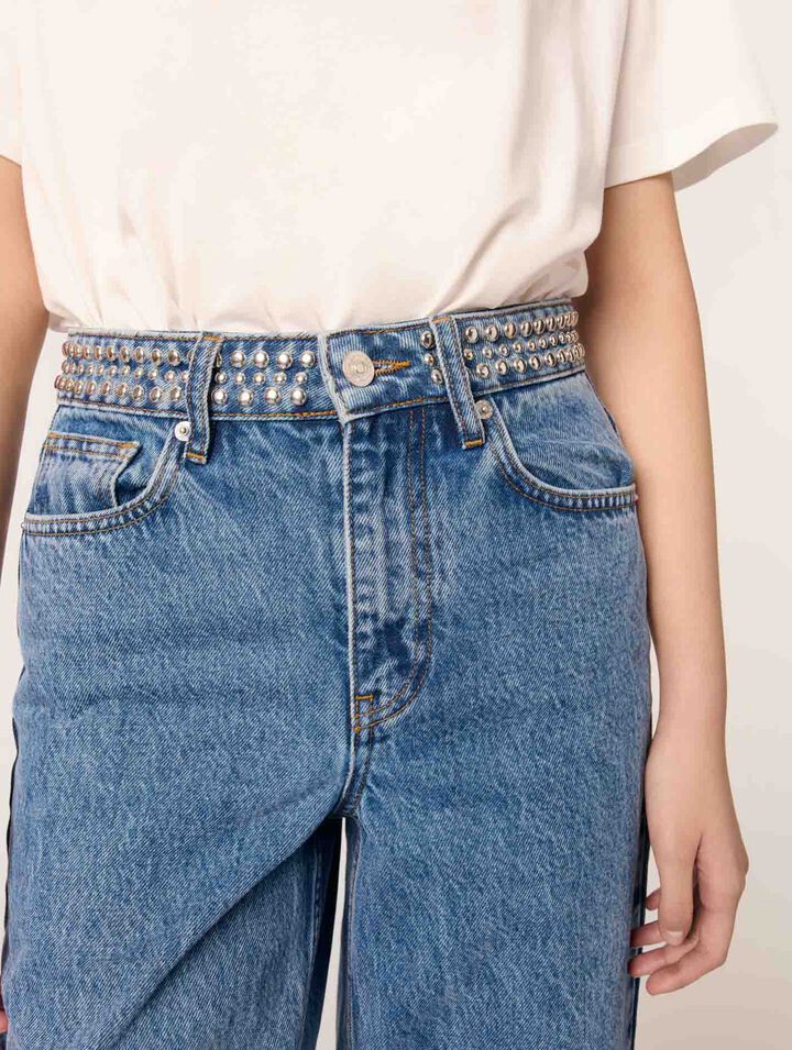 Jean flare à ceinture studée