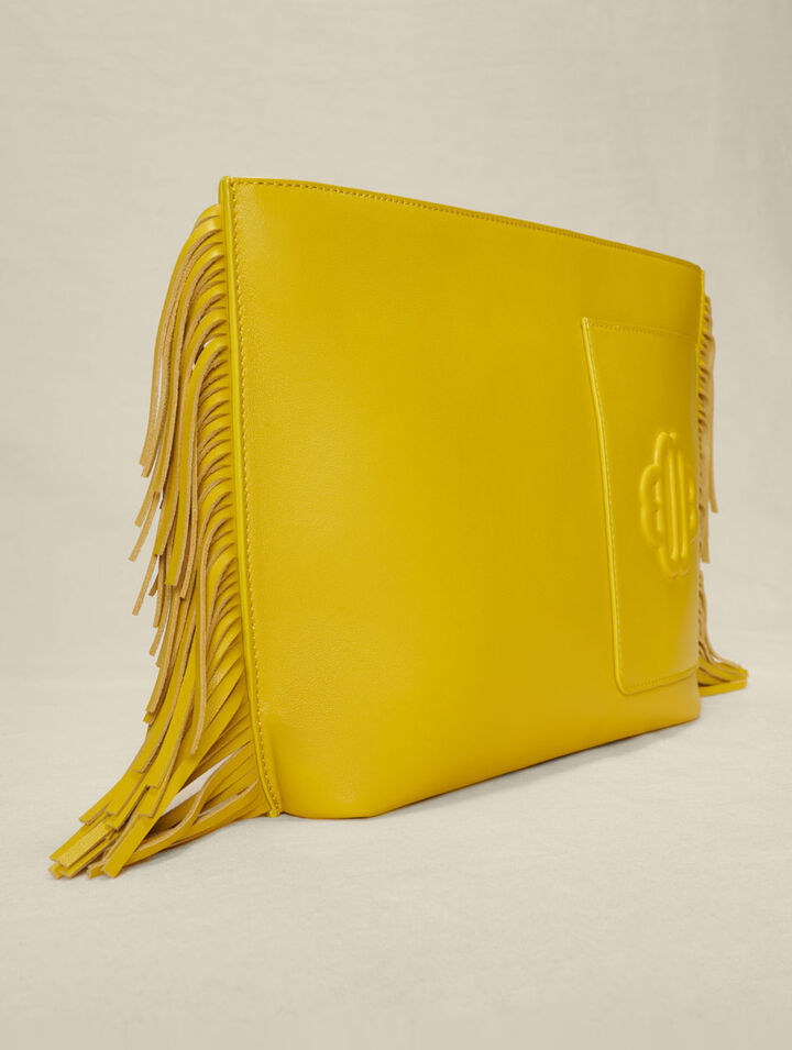 Pochette à franges en cuir
