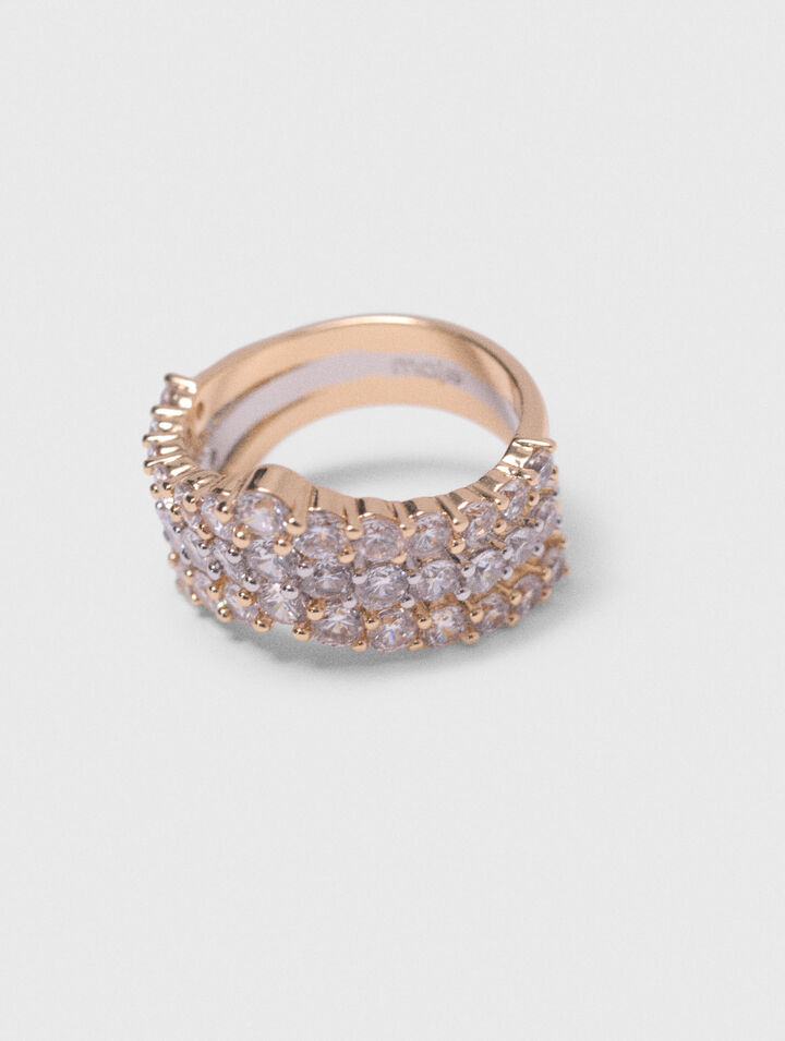 Bague bicolore à strass