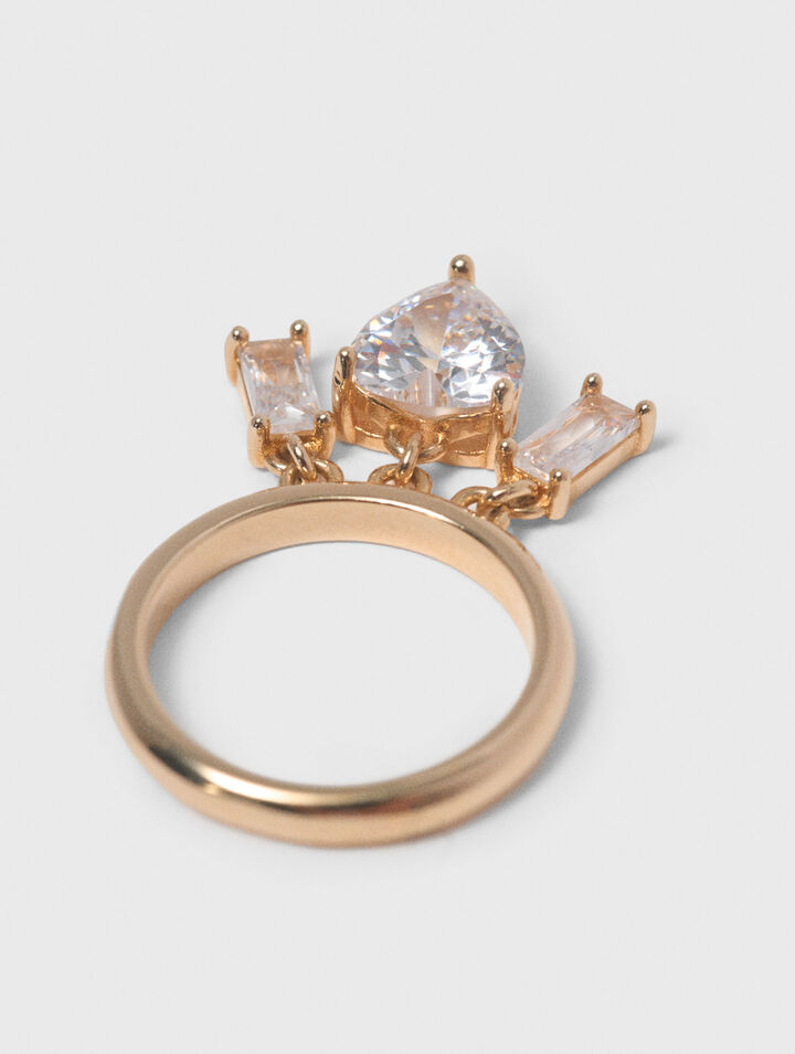 Bague dor&eacute;e &agrave; bijoux strass&eacute;s