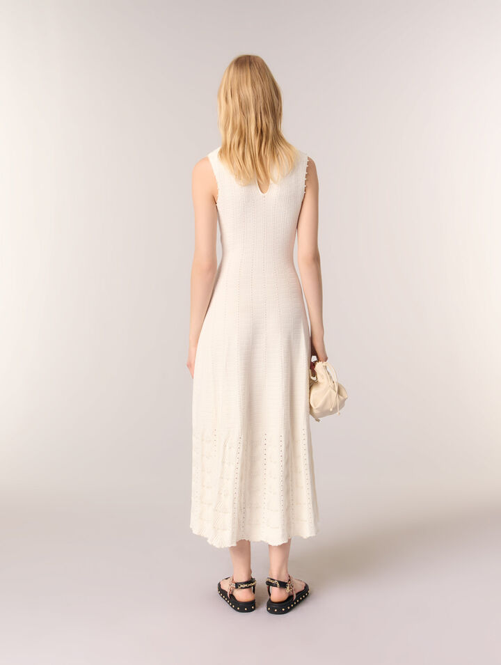 Robe en maille pointelle perlée