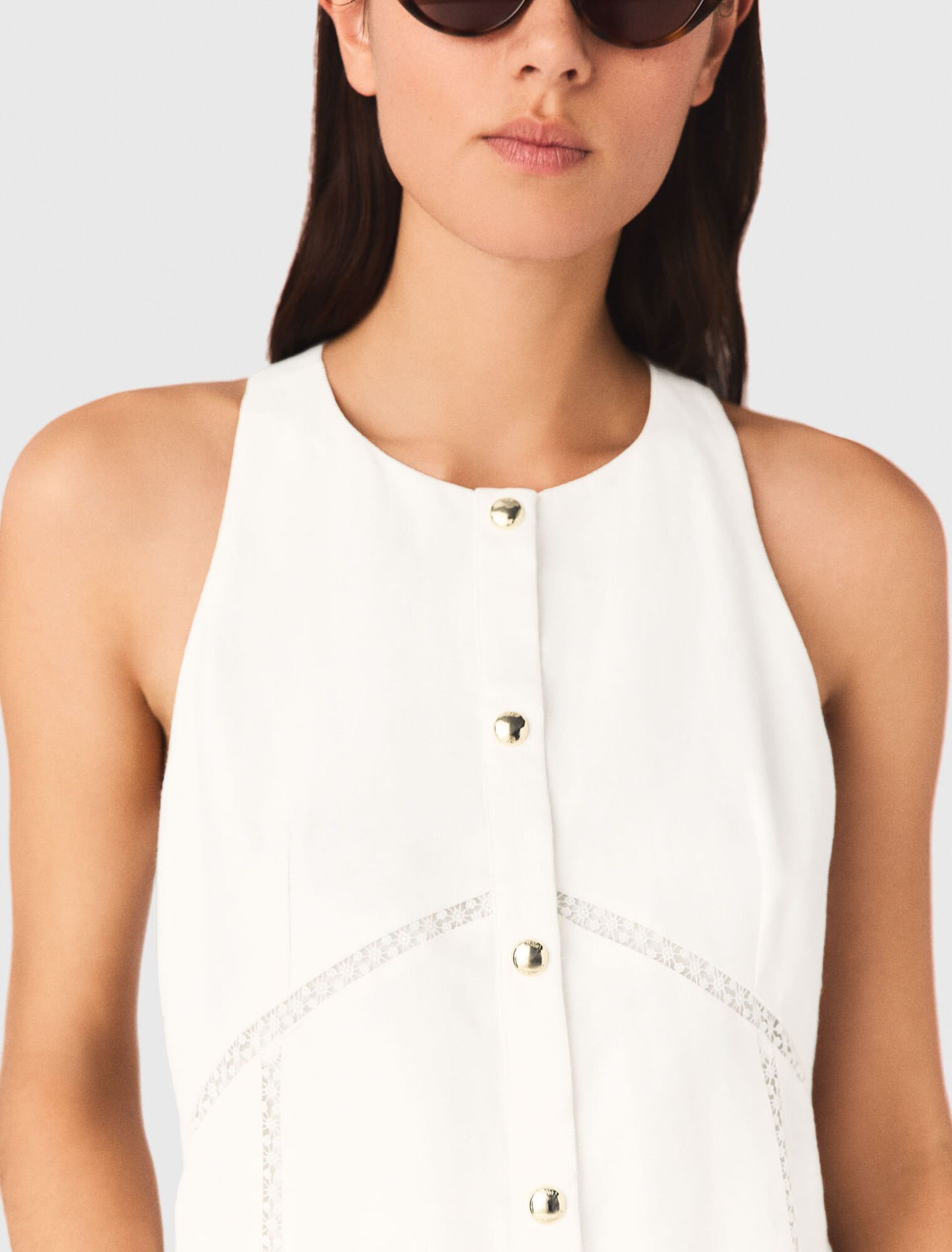 Robe en lin m&eacute;lang&eacute; et broderie