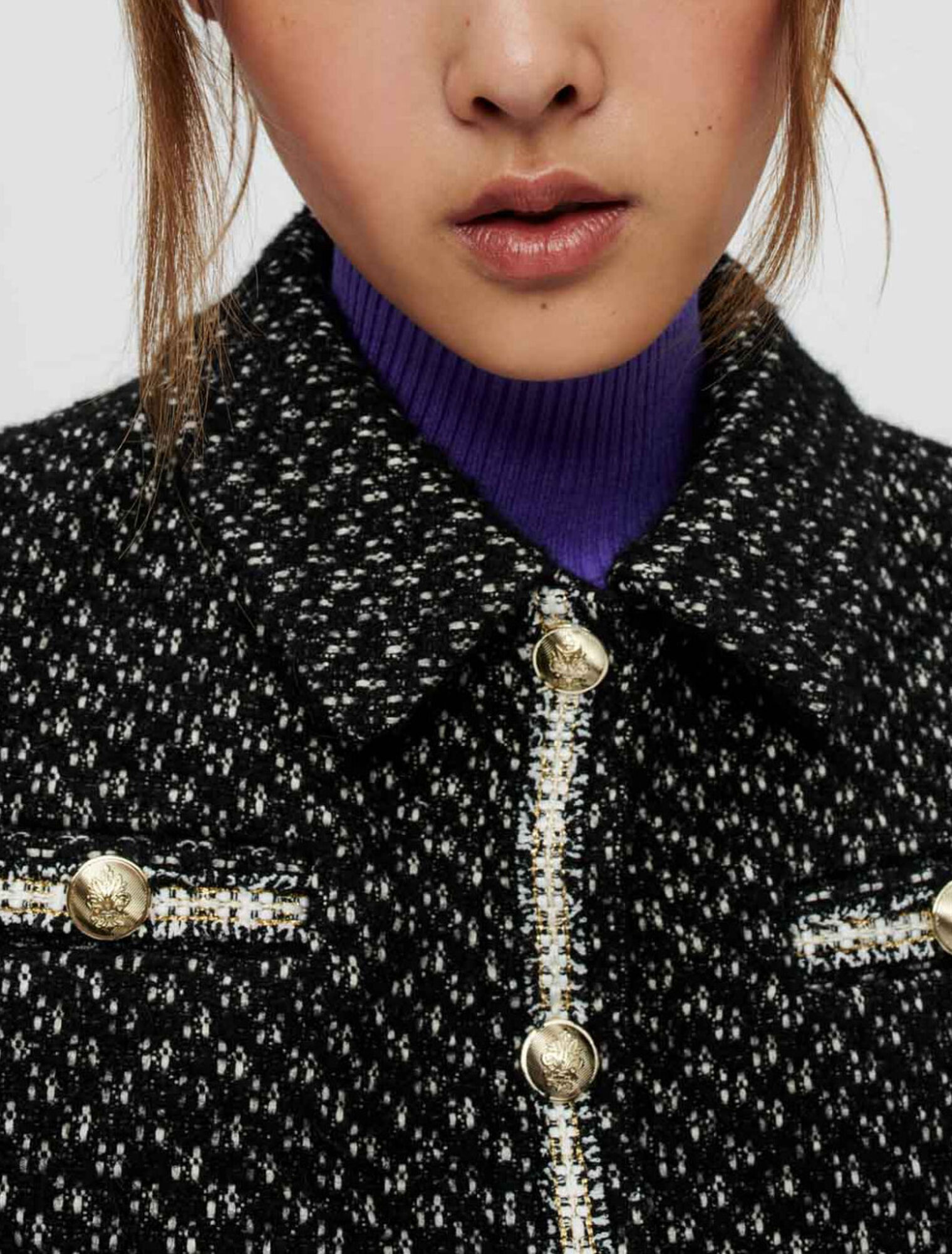 Blouson en tweed resserré en bas