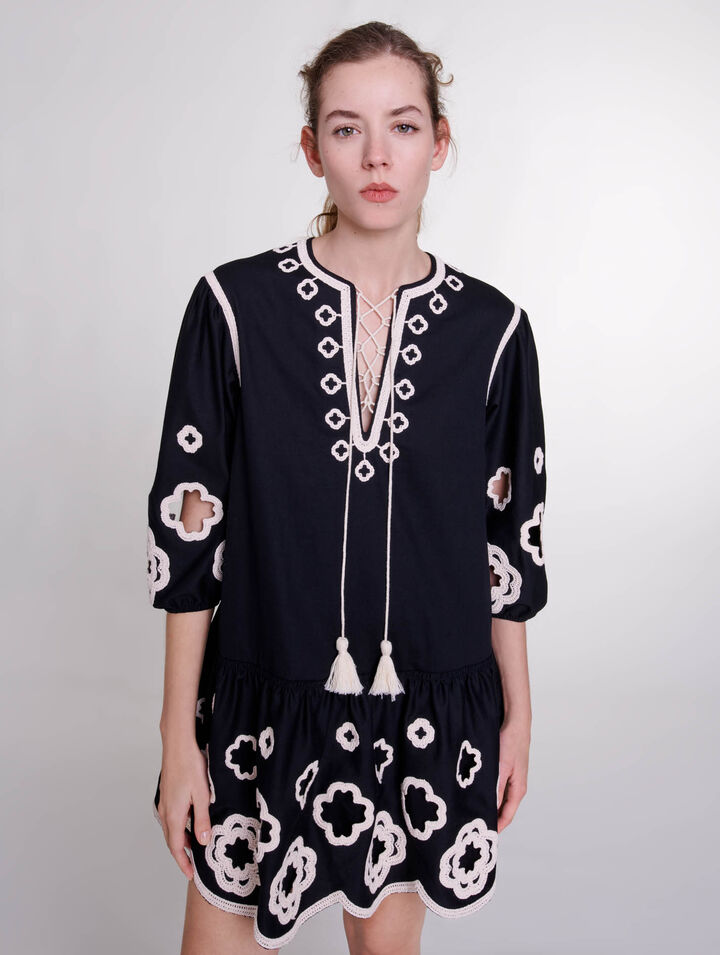 Robe tunique courte brodée