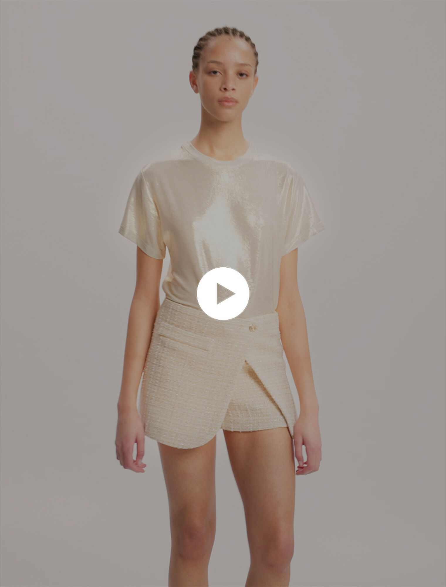 Short trompe l'œil en tweed