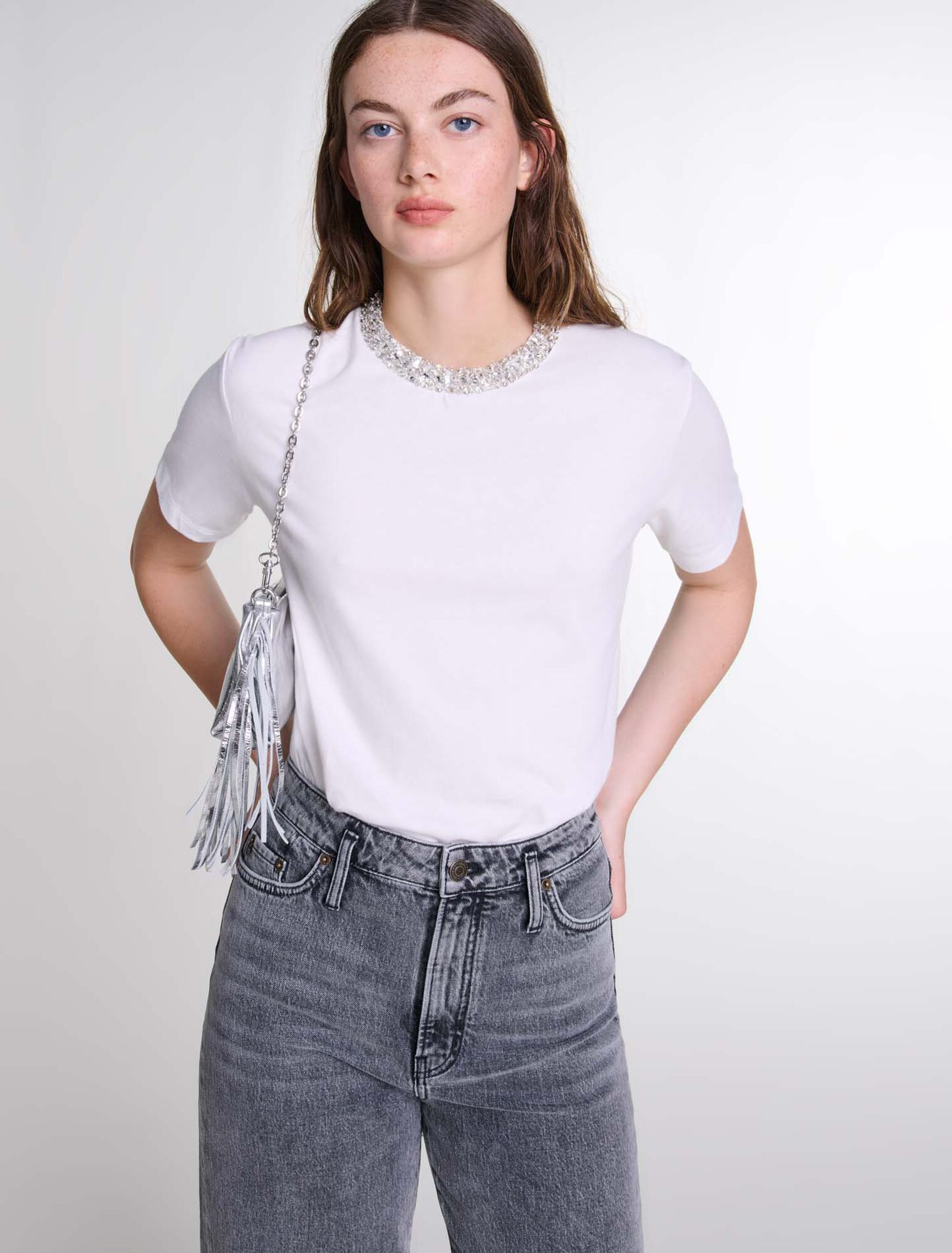 Tee-shirt à col bijoux