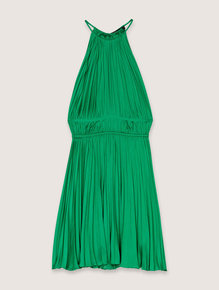 Robe courte plissée dos nu