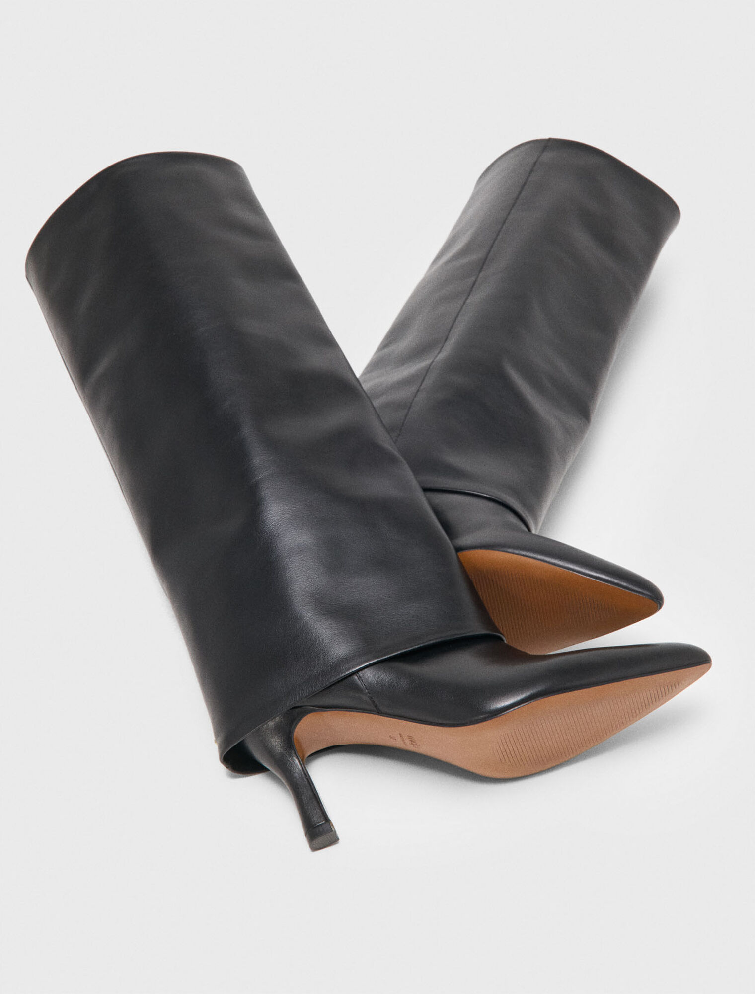 Bottes fourreau &agrave; talon en cuir