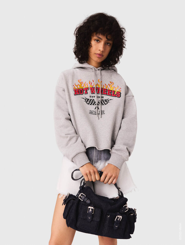 Sweatshirt crop avec logo brodé