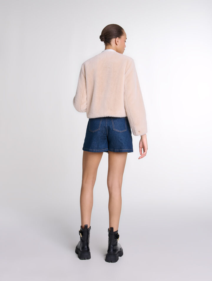 Veste courte en fausse fourrure