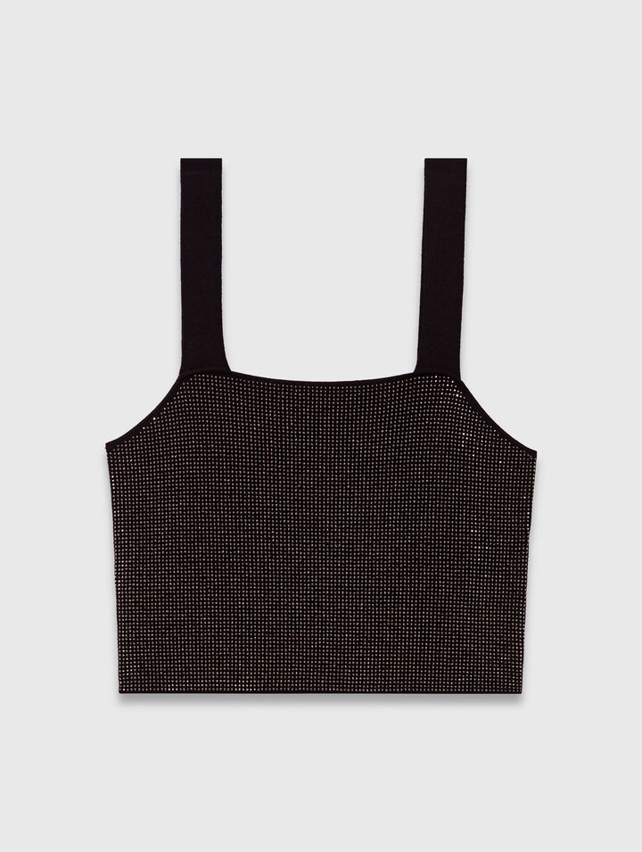 Top à bretelles en maille strassée