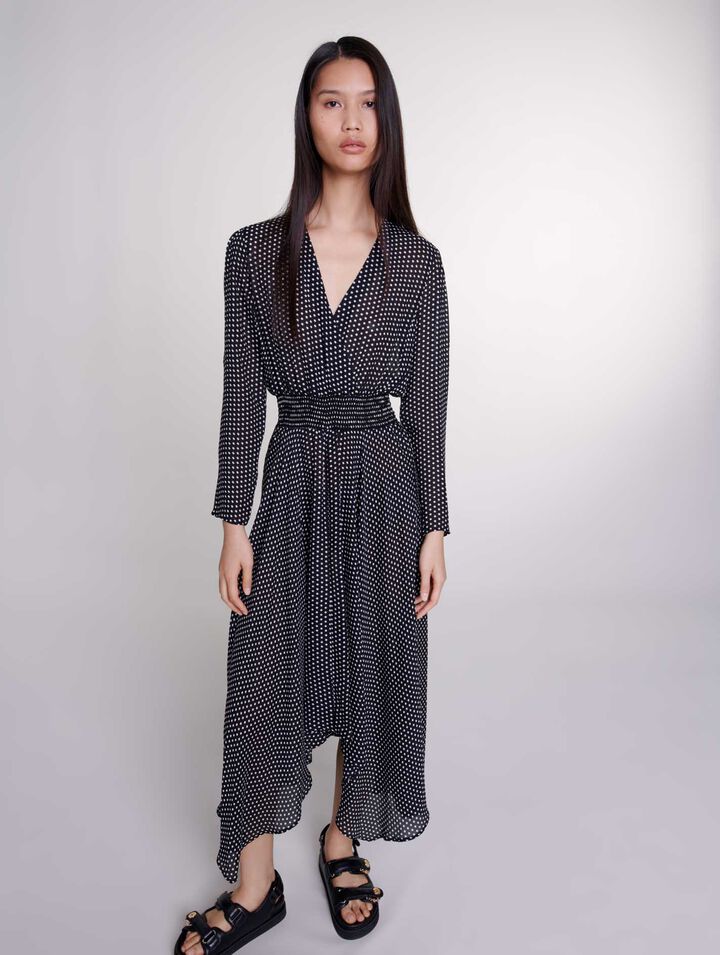 Robe mi-longue à pois