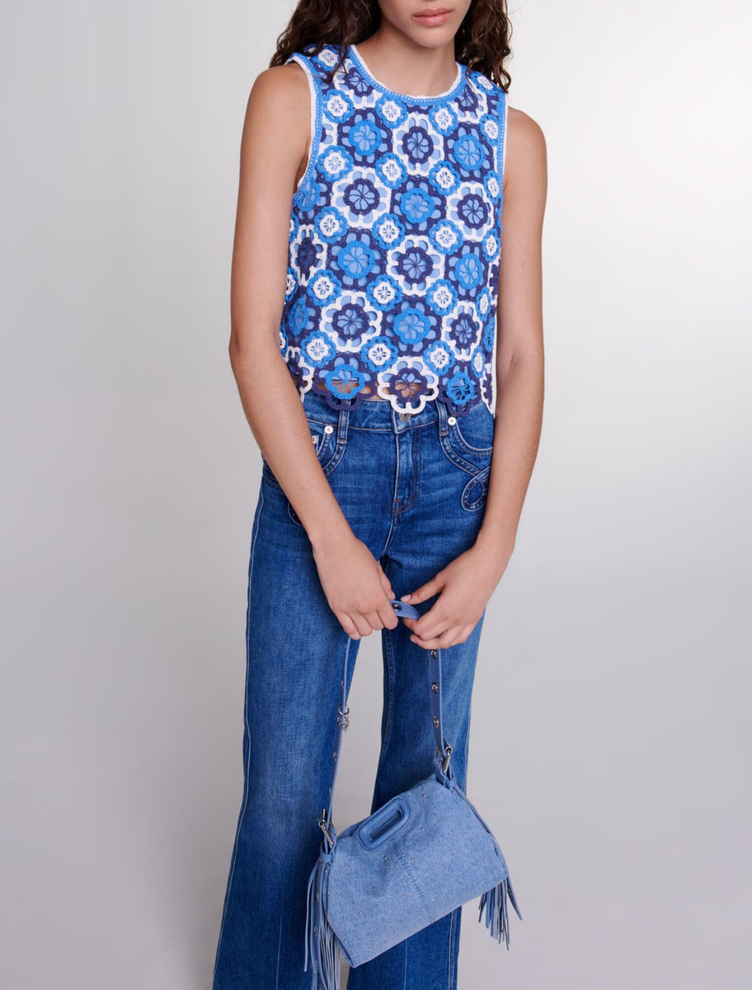 Top tricolore en crochet