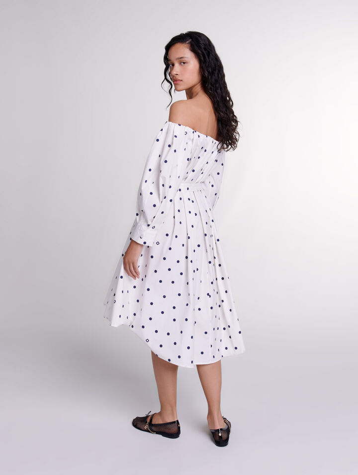 Robe chemise à encolure bardot 