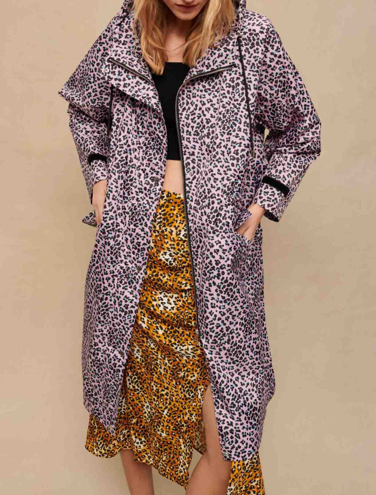 Manteau déperlant imprimé léopard