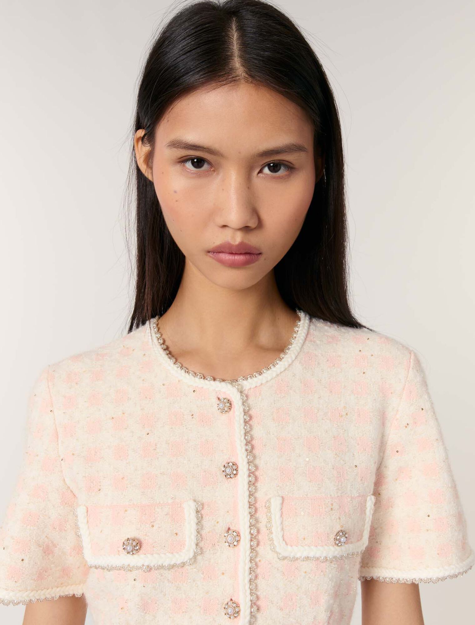 Robe courte en maille effet tweed