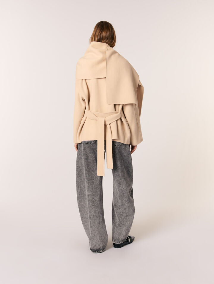 Manteau double face à écharpe