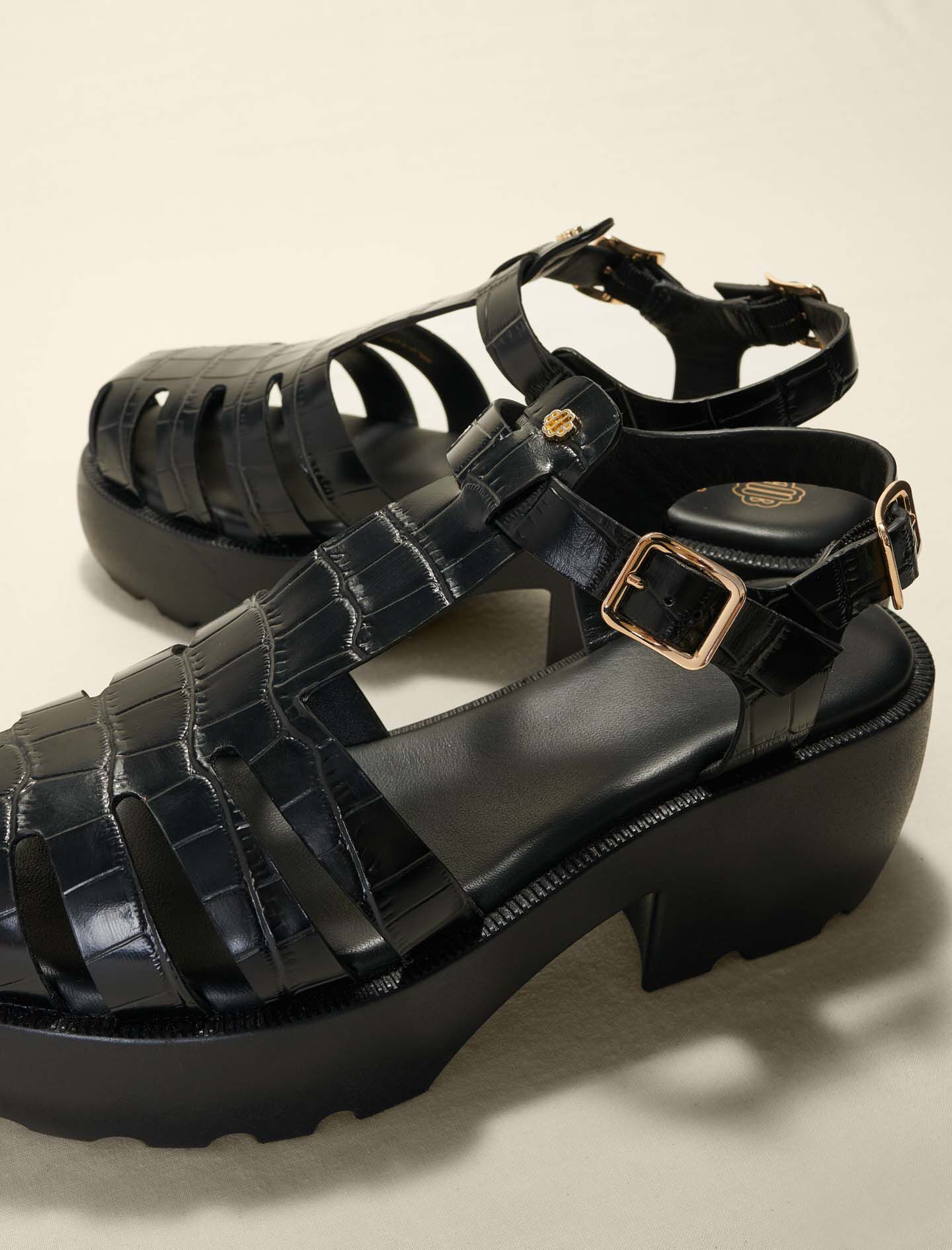 Sandales crantees en cuir