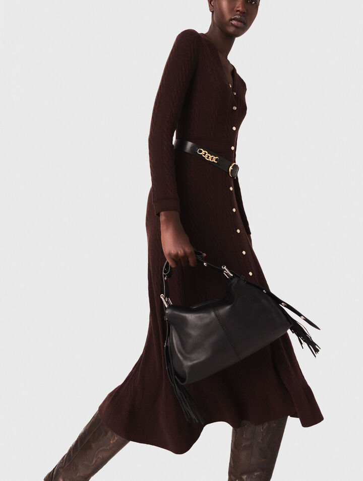 Robe longue en maille avec boutons