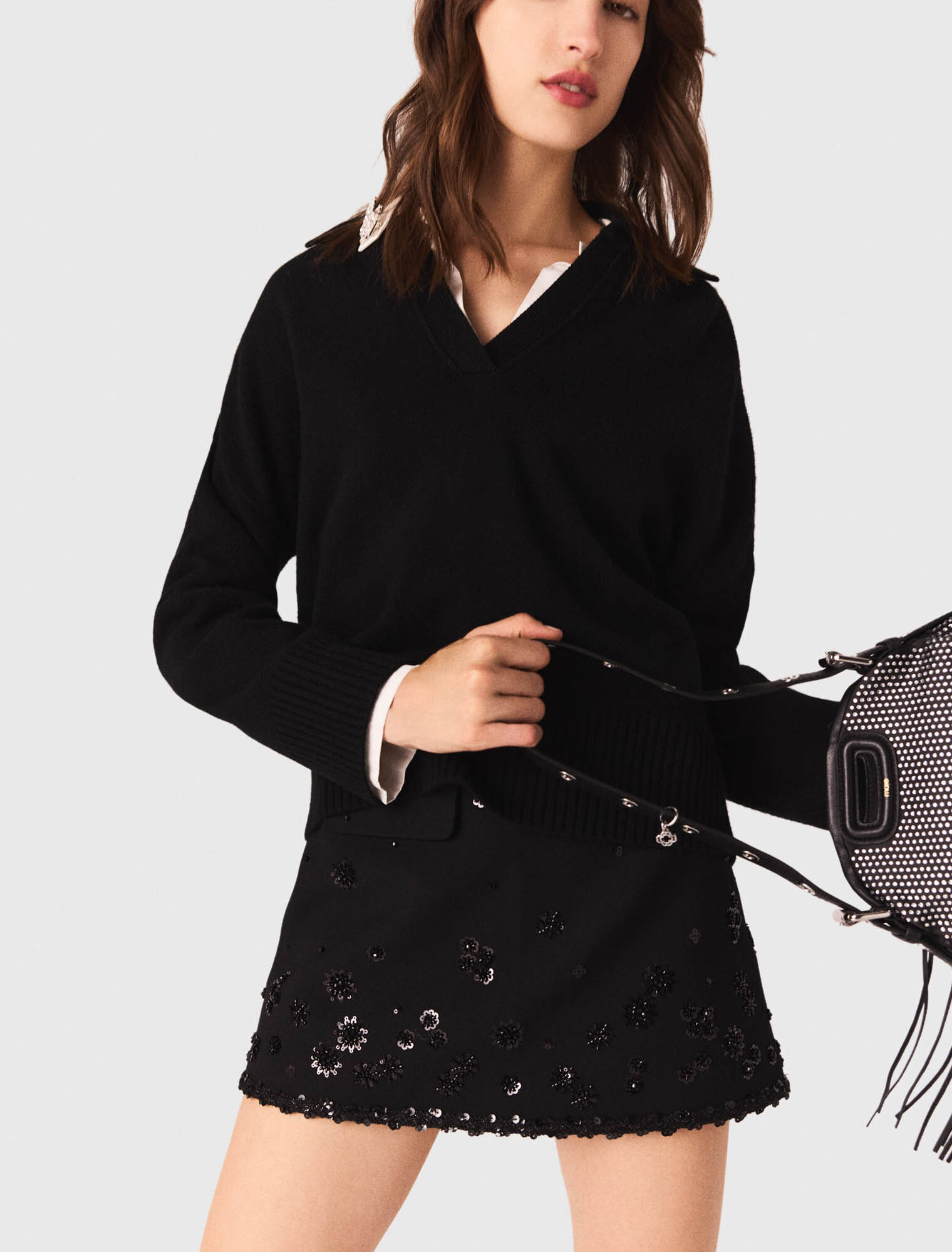 Pull à col polo ouvert