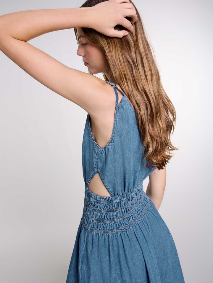 Robe longue ajourée en denim