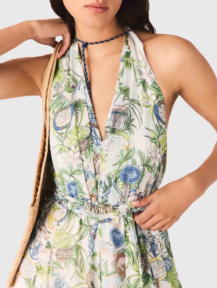 Robe courte imprim&eacute;e dos nu