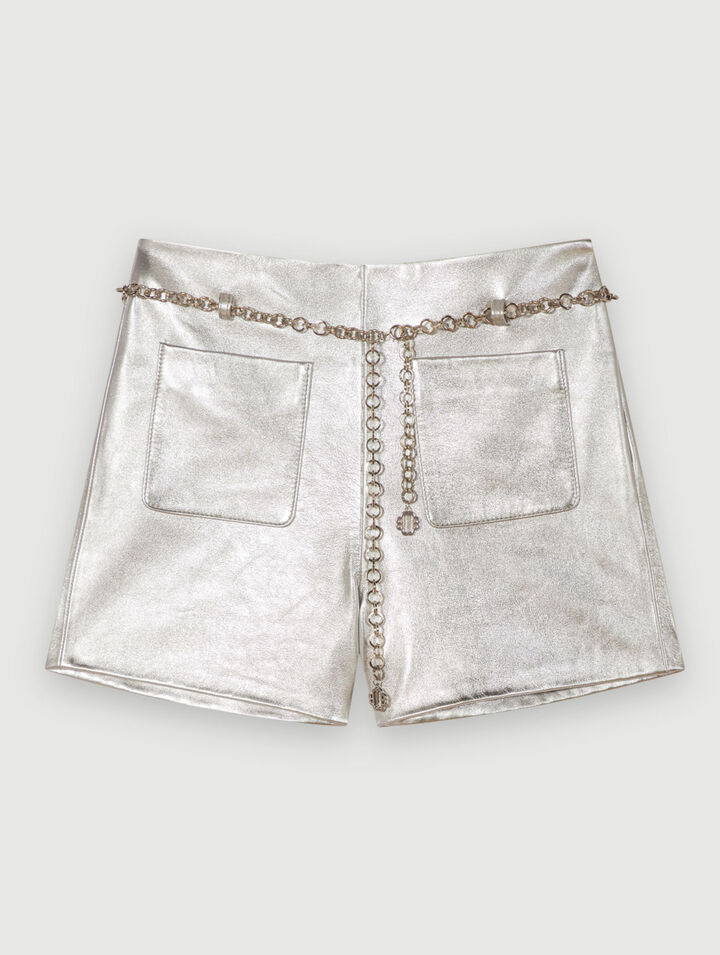 Short en cuir métallisé