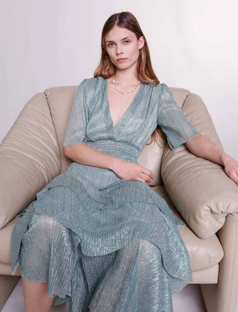 Robe a volants en lurex stretch