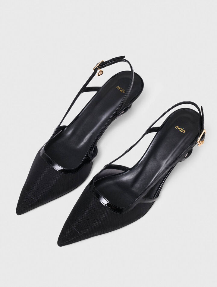 Slingbacks en cuir et mesh