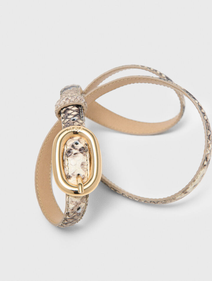 Ceinture fine en cuir effet python