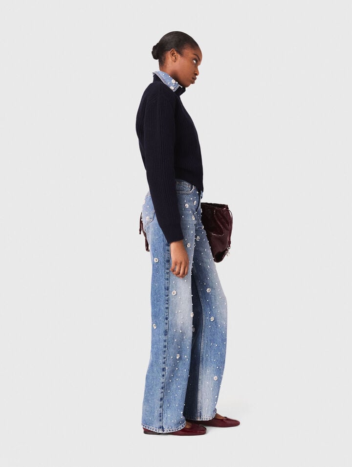 Jean large brodé