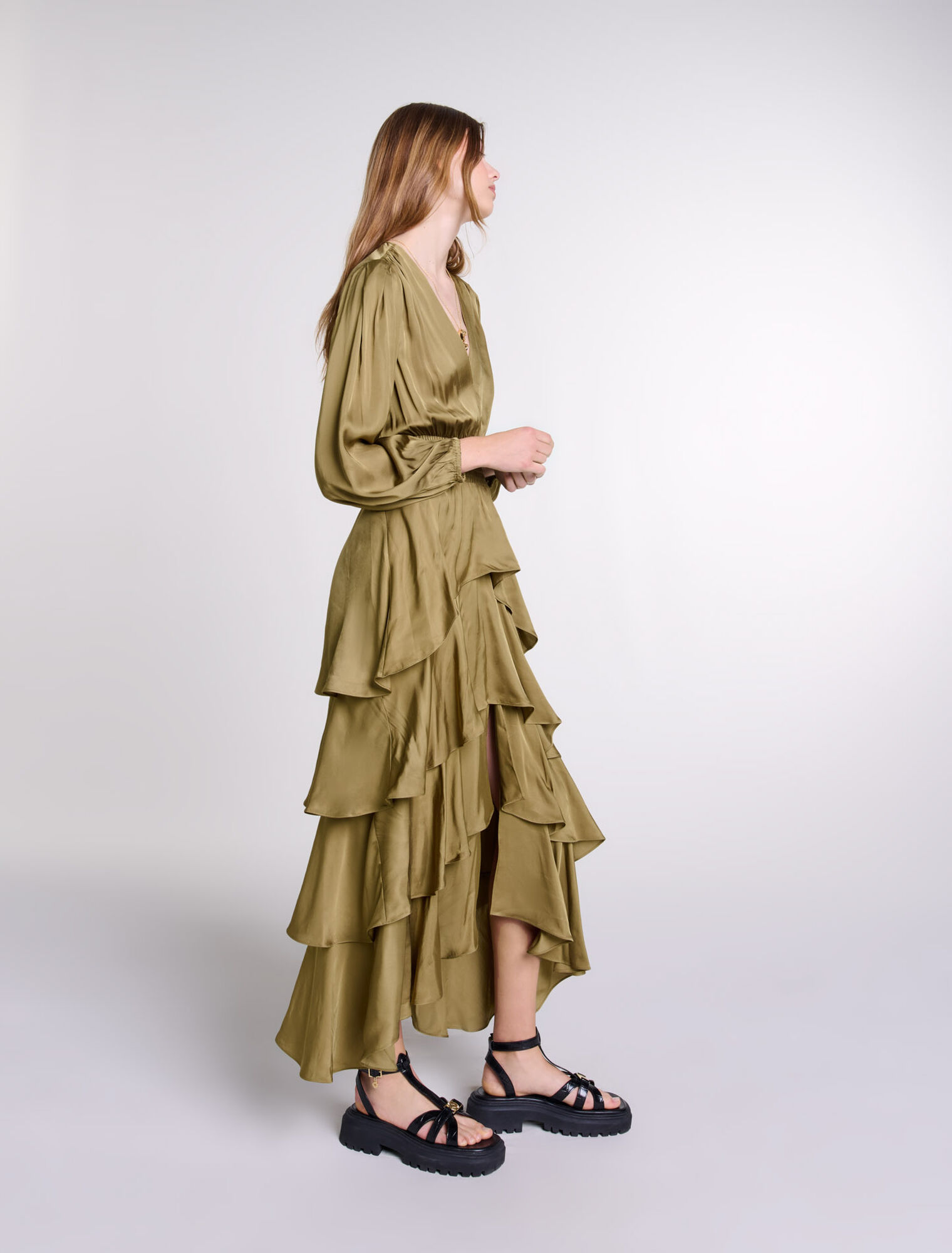 Robe longue à volants