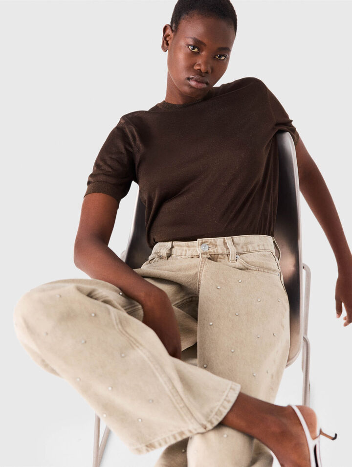 Jean large strass&eacute;