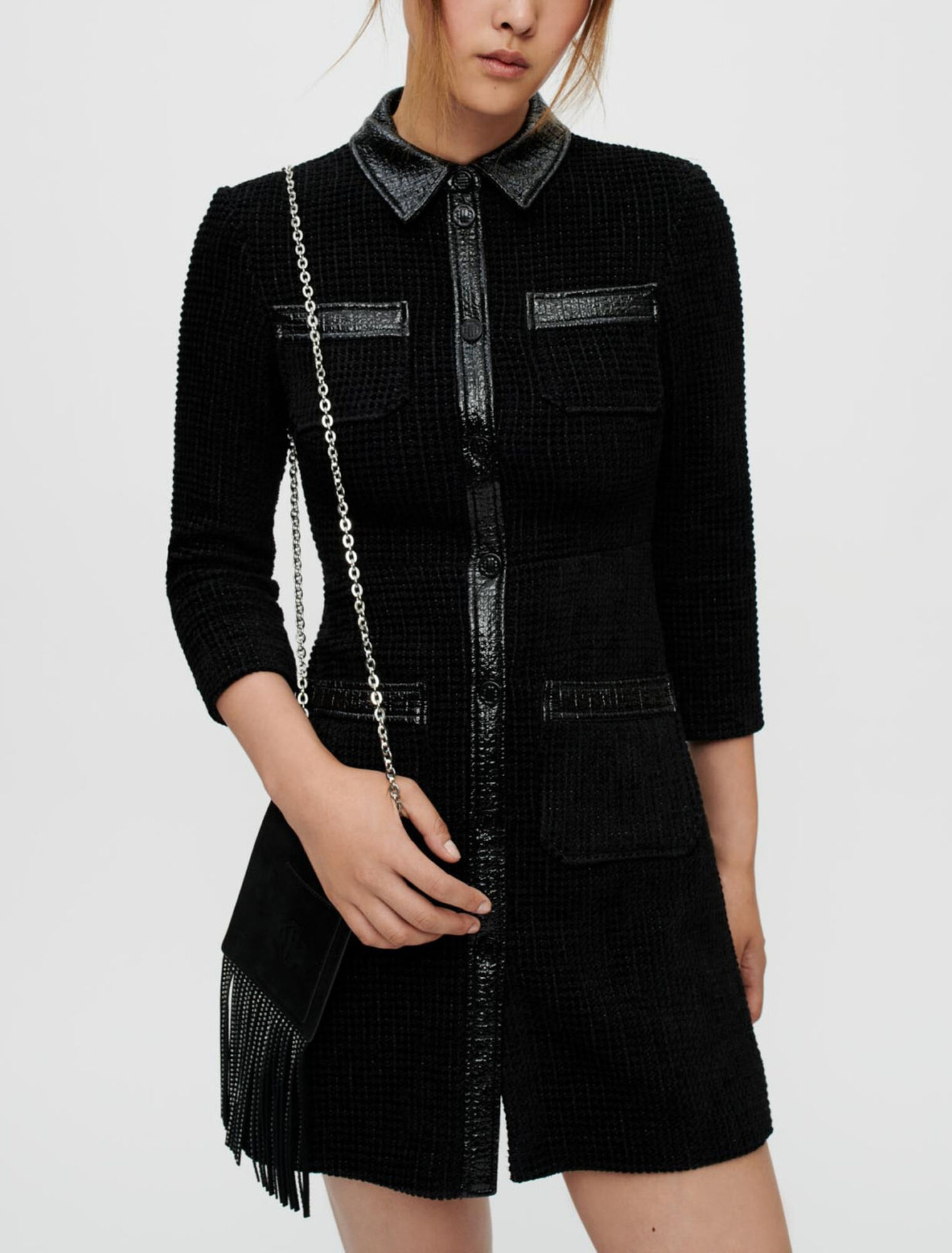 Robe en tweed velours et vinyle