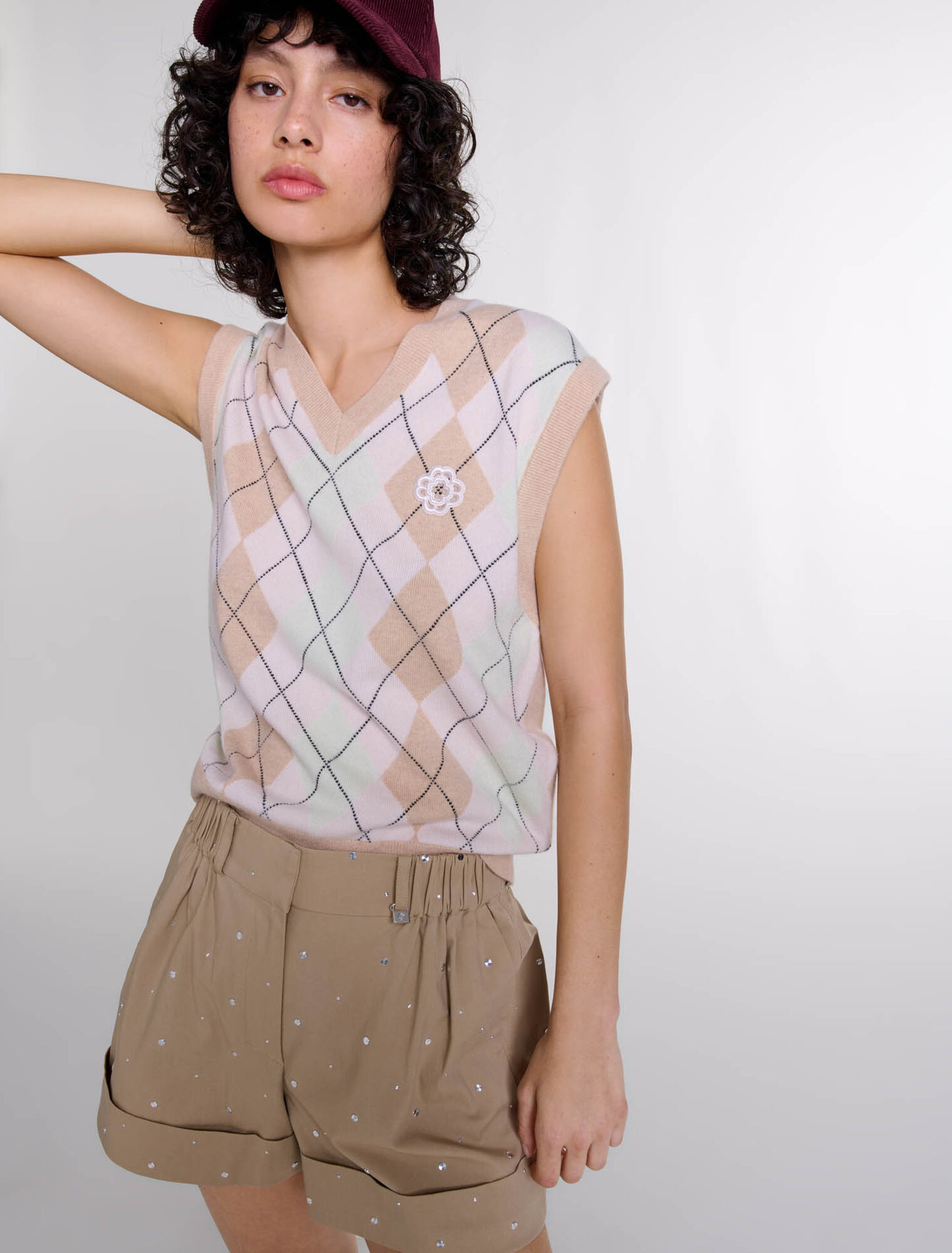 Pull sans manches en laine mélangée