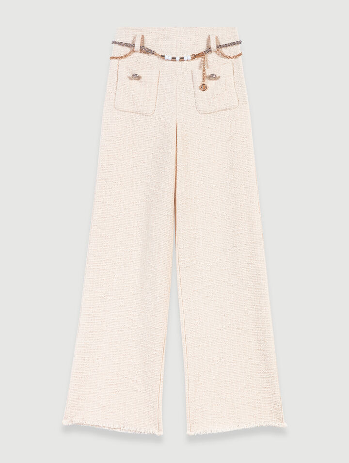Pantalon large en tweed
