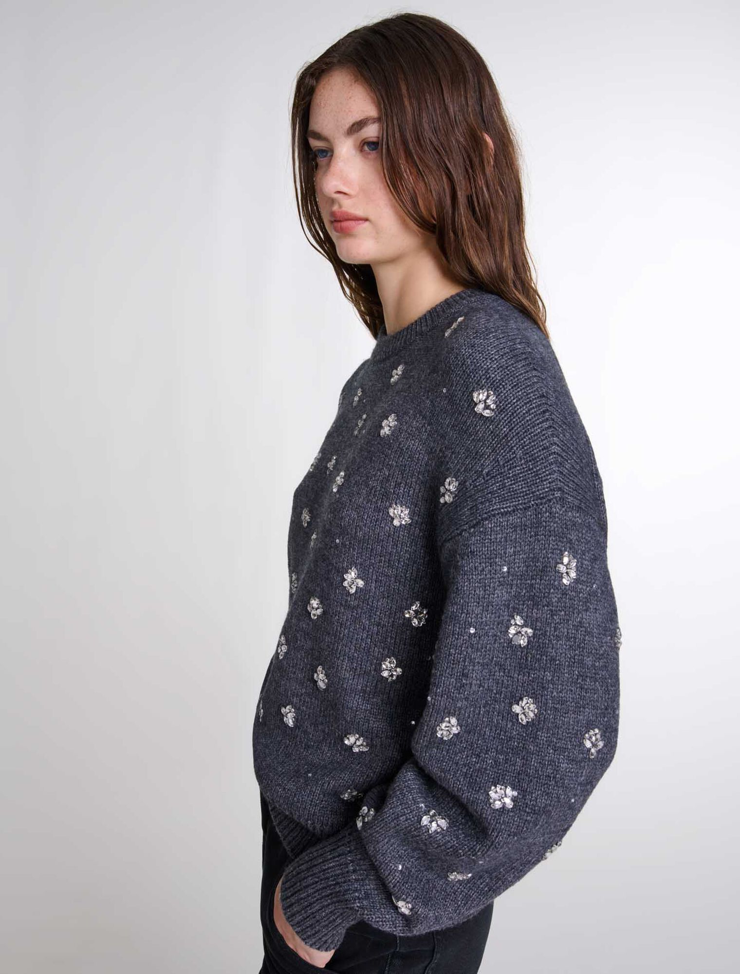 Pull en maille à strass