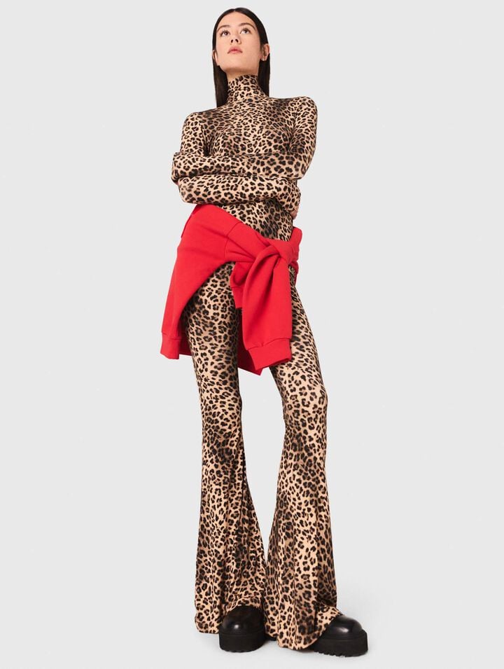 Legging évasé en imprimé léopard
