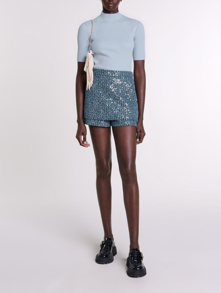 Top en maille c&ocirc;tel&eacute;e