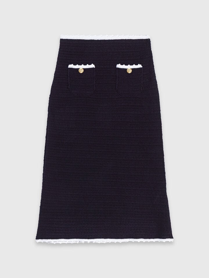 Jupe midi avec finitions en crochet