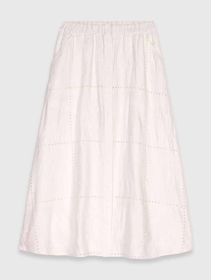 Jupe midi brodée