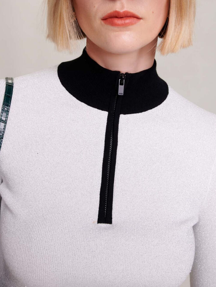 Pull court en maille fantaisie