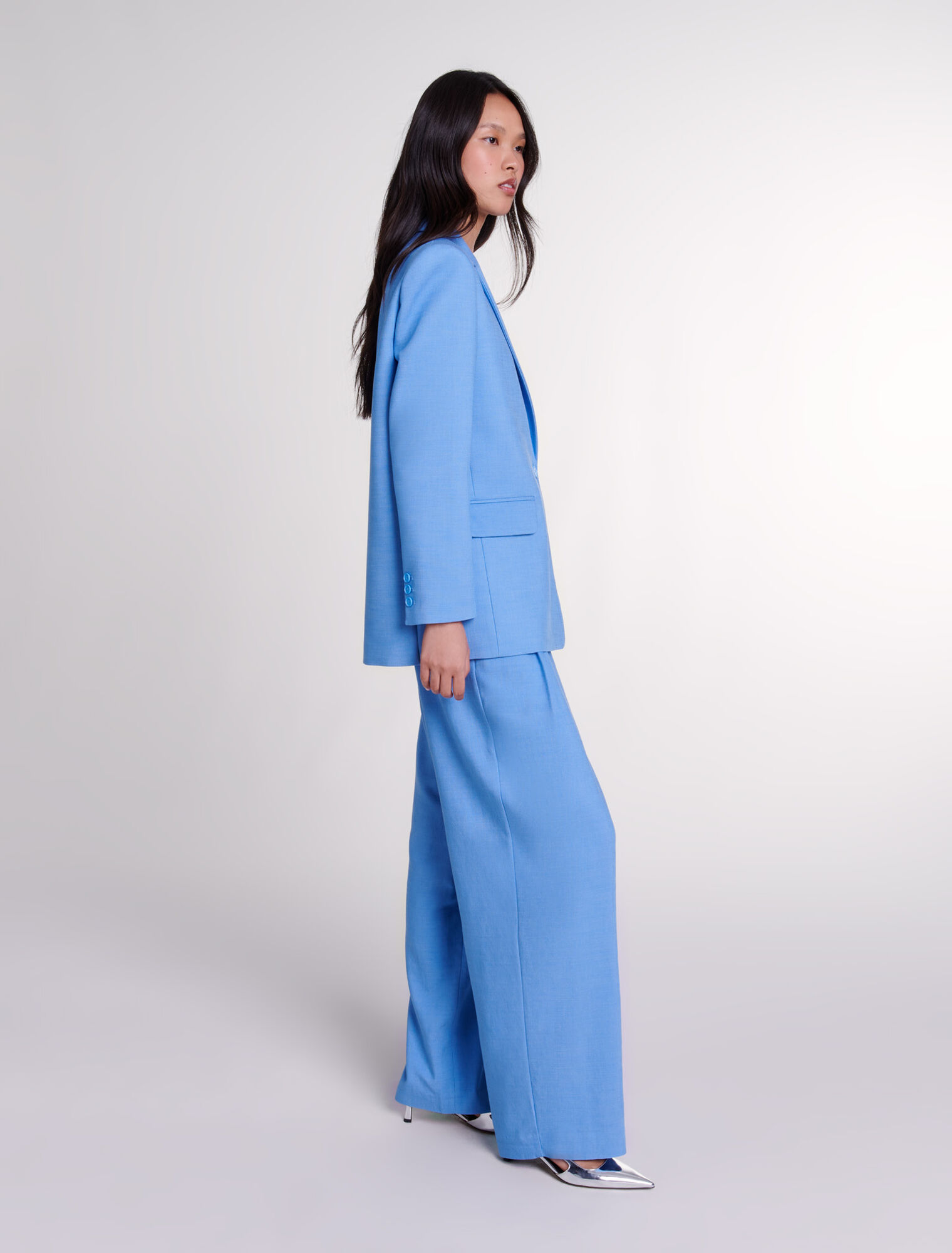 Pantalon de tailleur large à plis 