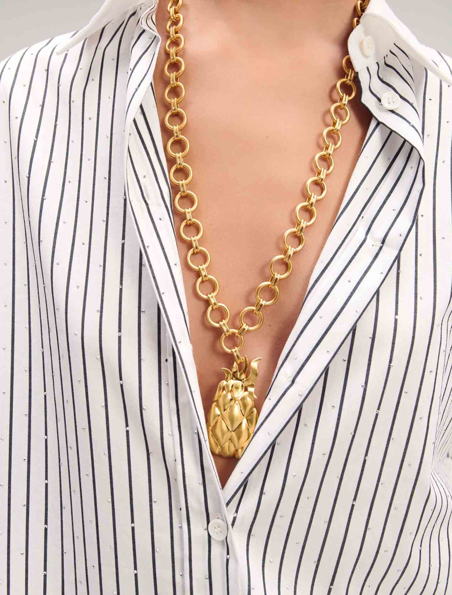 Chemise strassée à rayures