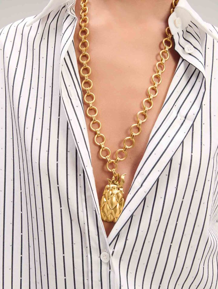 Chemise strassée à rayures