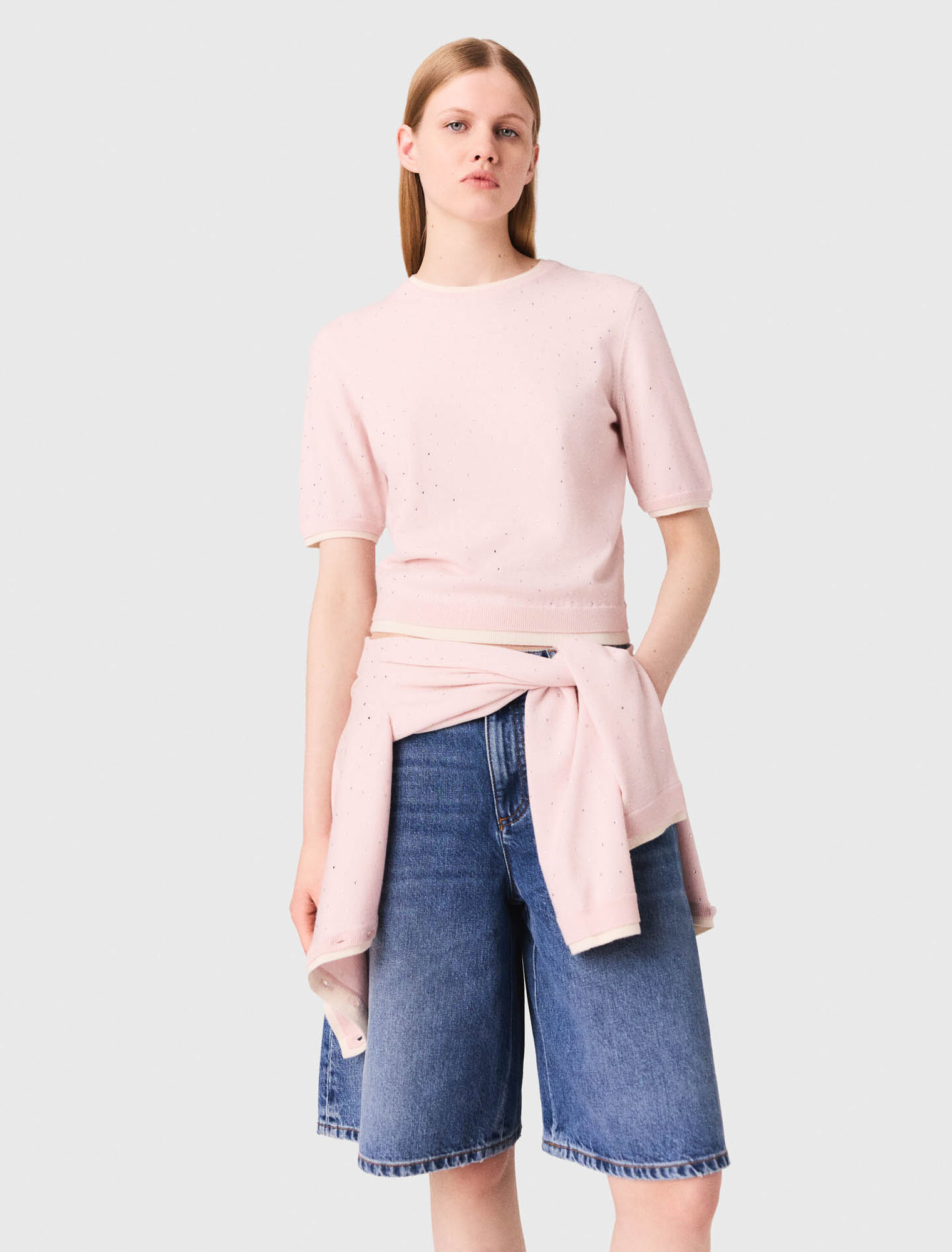 Pull 100% laine à manches courtes