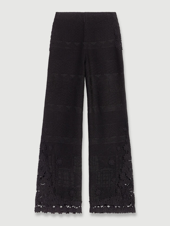 Pantalon En Crochet - Noir - Maje